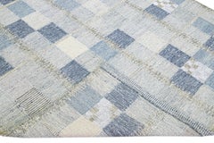 Tappeto The Modern Scandinavian Blu e Grigio Geometrico fatto a mano Dimensione CameraWool