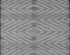 Modern Scandinavian Flat-Weave Reversible Rug With Large Diamond Design