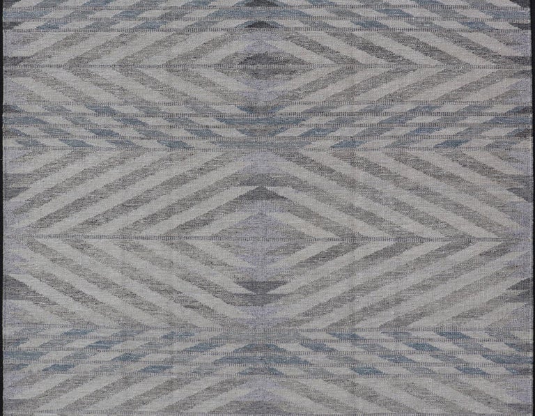 Modern Scandinavian Flat-Weave Reversible Rug With Large Diamond Design ...