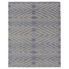 Alfombra escandinava moderna de tejido plano reversible con diseño de rombos grandes