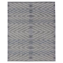 Tapis scandinave moderne à tissage plat réversible avec grand motif en forme de losange 