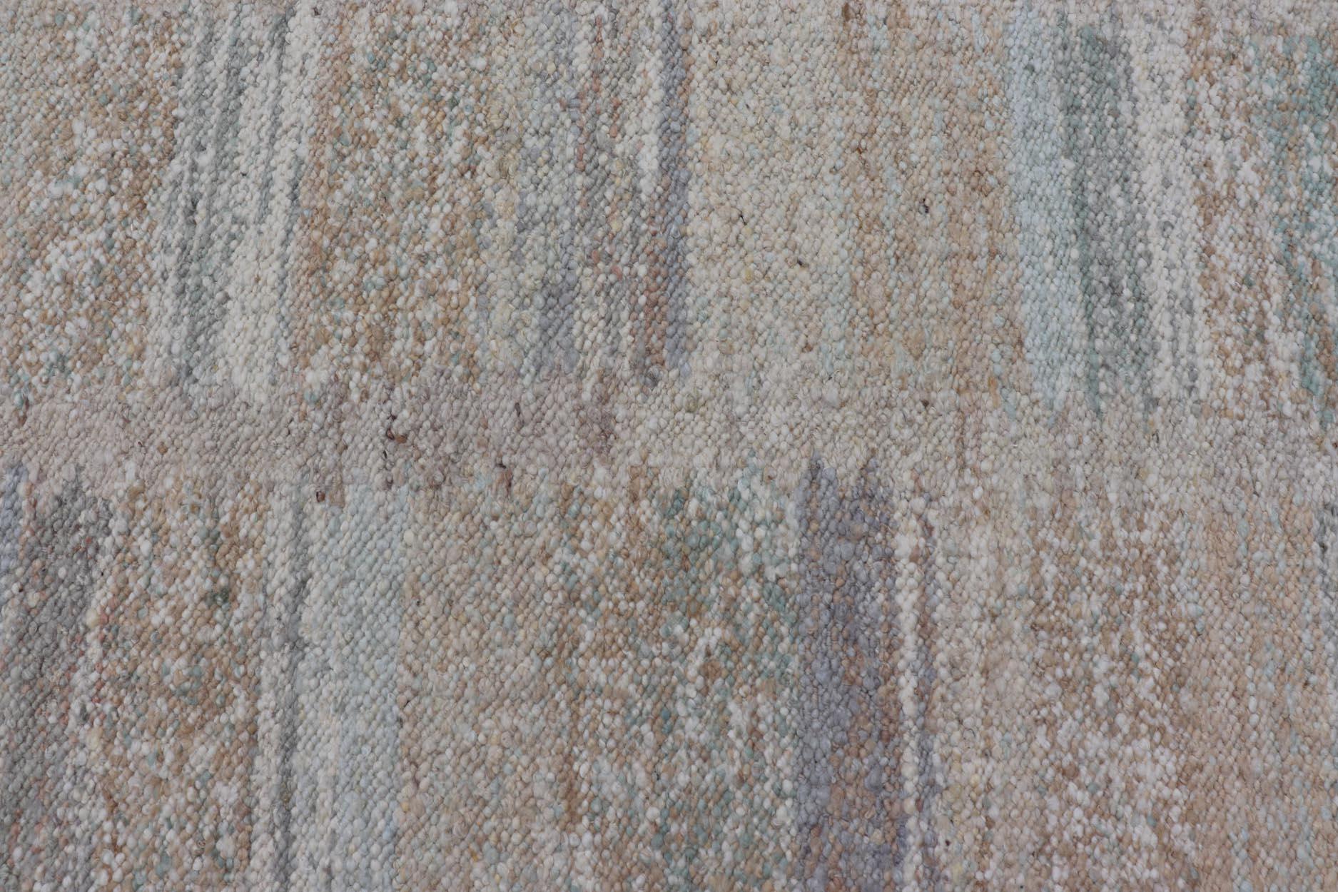 Moderner skandinavischer Flachgewebe-Teppich der Moderne mit modernem Design in natürlichen Farben  (Skandinavische Moderne) im Angebot