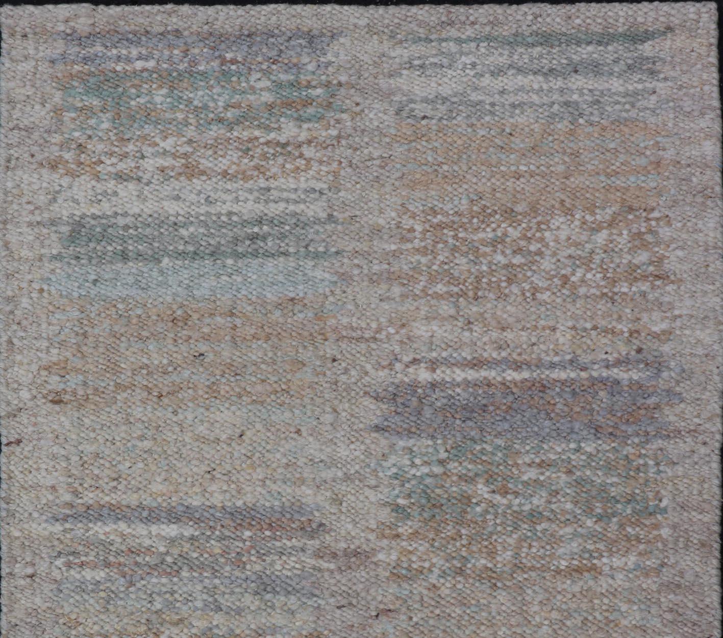 Moderner skandinavischer Flachgewebe-Teppich der Moderne mit modernem Design in natürlichen Farben  (Indisch) im Angebot