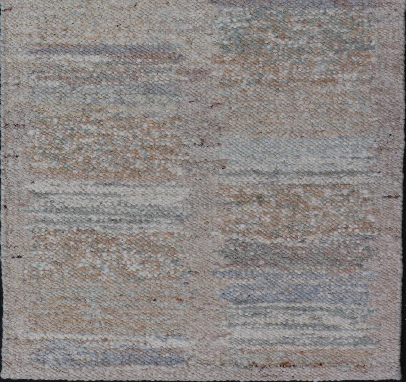 Moderner skandinavischer Flachgewebe-Teppich der Moderne mit modernem Design in natürlichen Farben  im Zustand „Neu“ im Angebot in Atlanta, GA