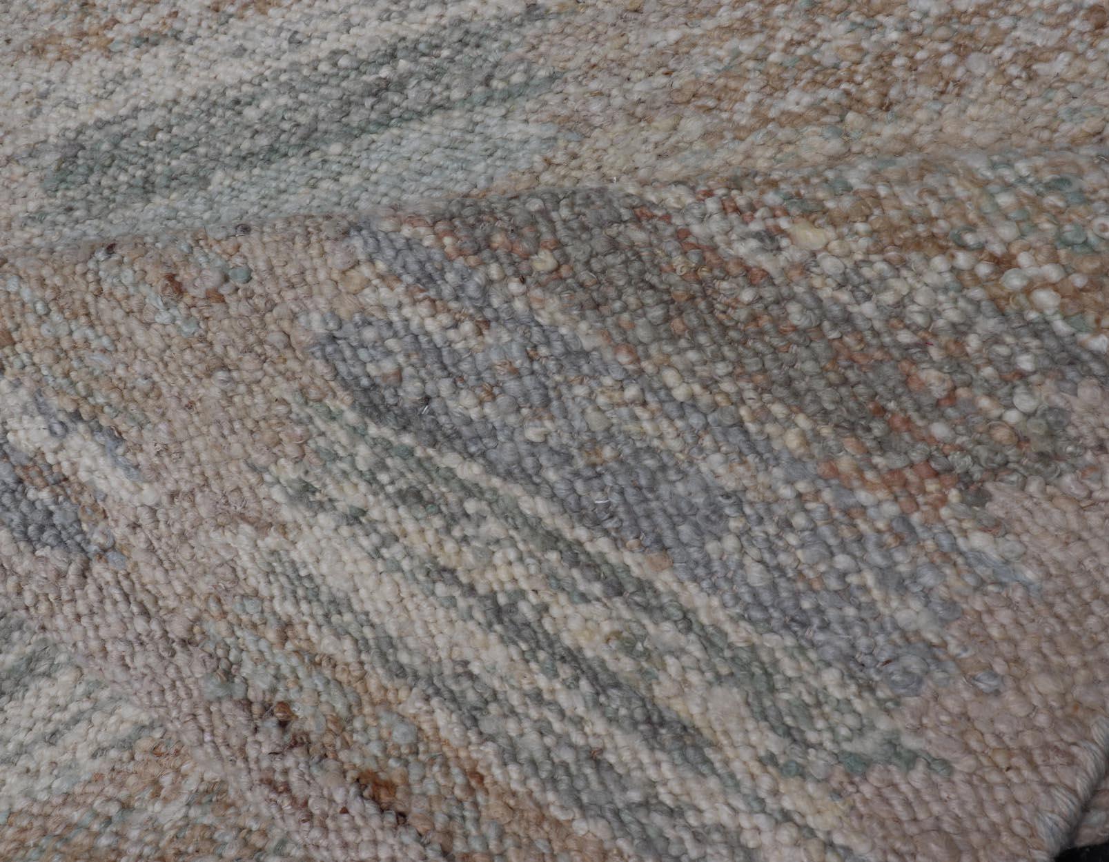 Moderner skandinavischer Flachgewebe-Teppich der Moderne mit modernem Design in natürlichen Farben  (Wolle) im Angebot