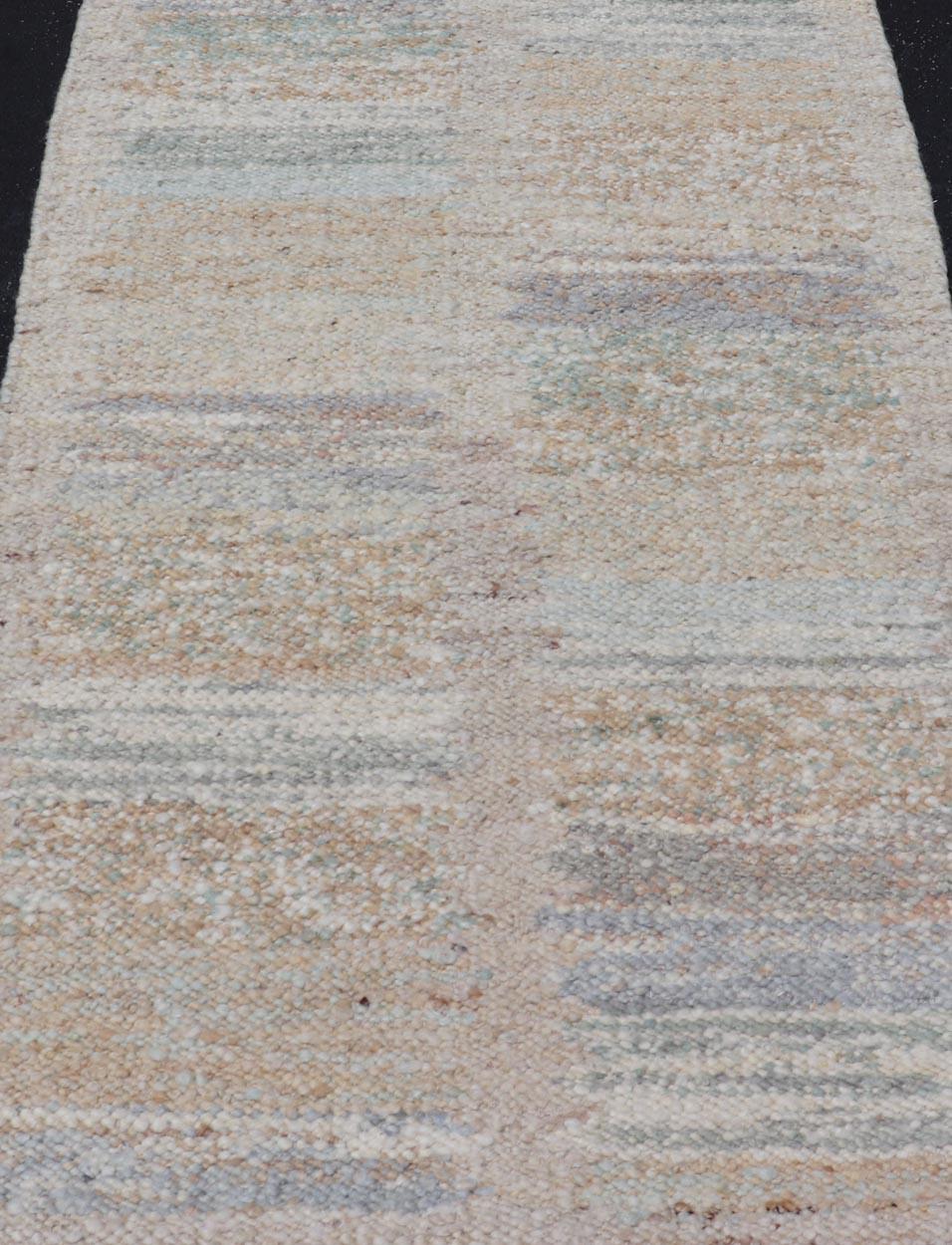 Moderner skandinavischer Flachgewebe-Teppich der Moderne mit modernem Design in natürlichen Farben  im Angebot 1