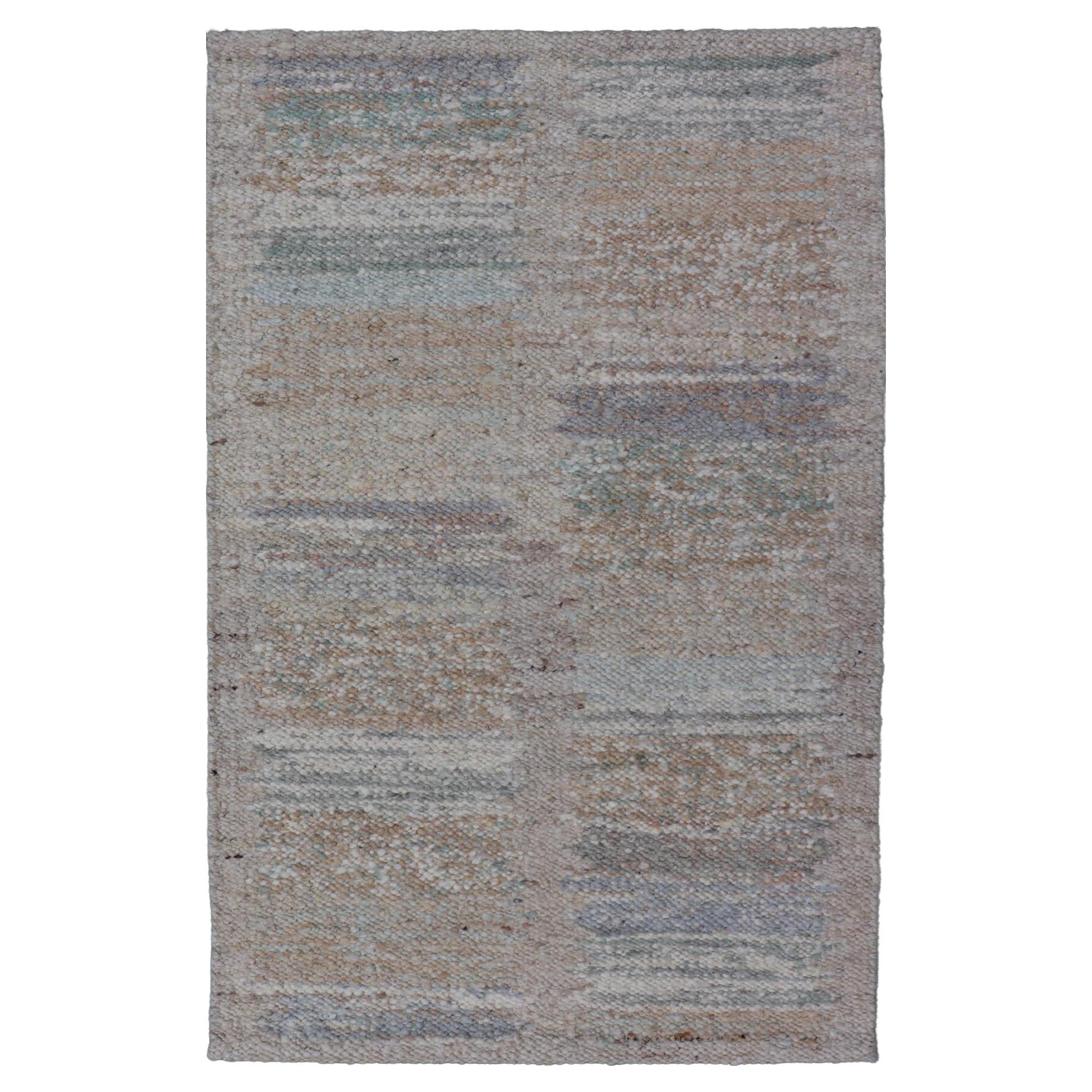 Modern Scandinavian Flat-Weave Rug Design with Modern Design in Natural Colors  For Sale