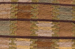 Alfombra Escandinava Moderna de Tejido Plano en Oliva, Marrón y Beige Suave