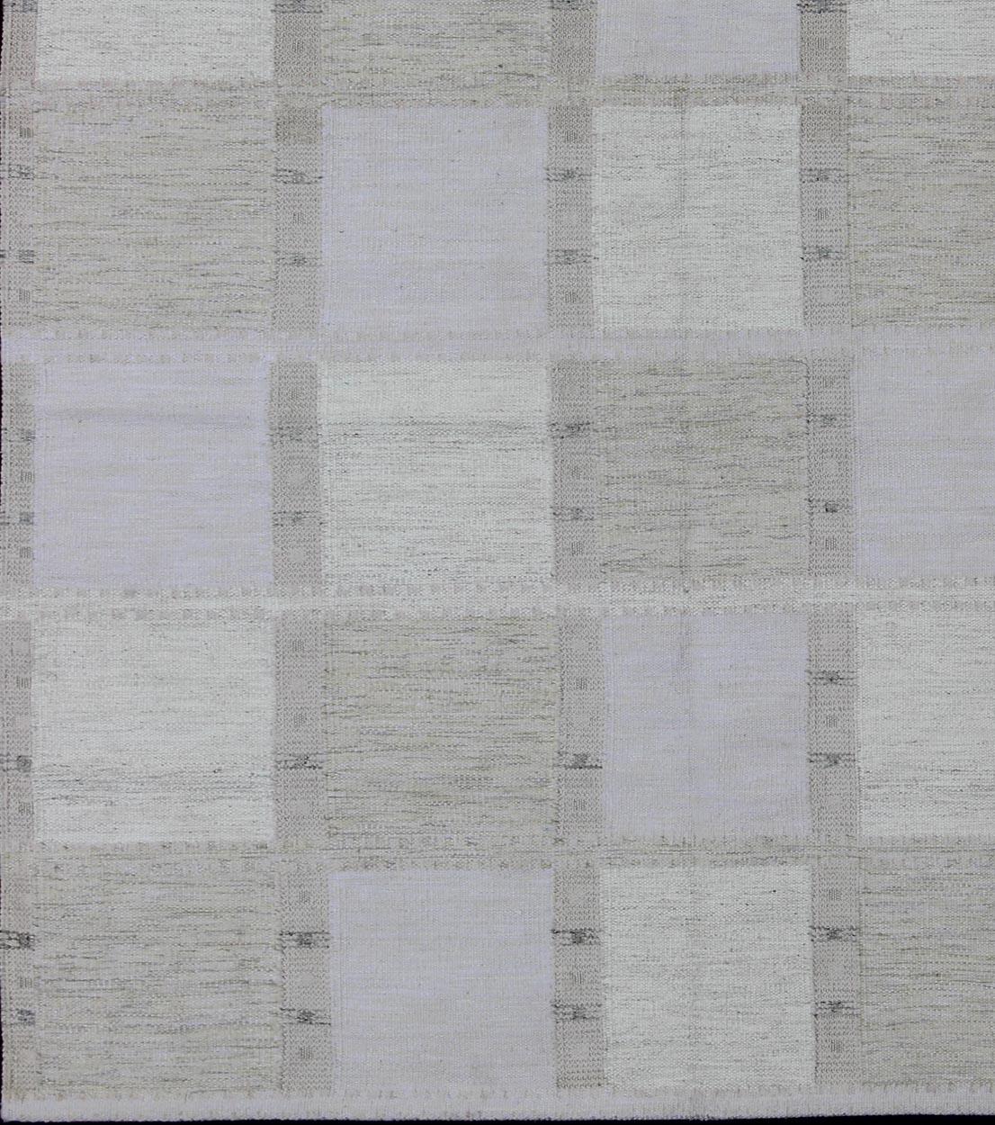Gray checkerboard design modern Scandinavian flat-weave rug, rug RJK-16361-SHB-022-11, country of origin / type: India / Scandinavian flat-weave.

This Scandinavian flat-weave style is inspired by the work of Swedish textile designers of the early
