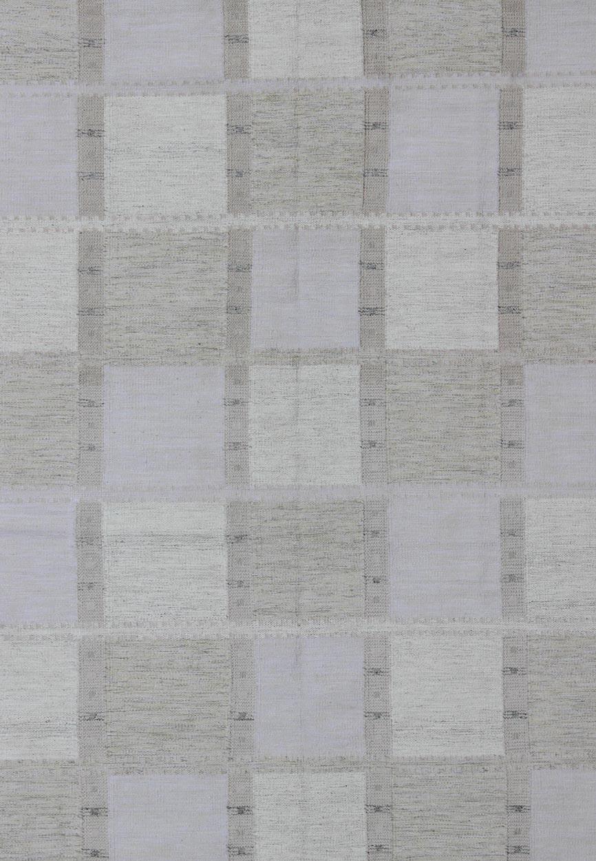 Scandinavian Modern Modern Scandinavian Flat-Weave Rug Design with Checkerboard Design in Gray Tones For Sale