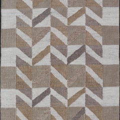 Moderner skandinavischer Flachgewebe-Teppich mit geometrischen Chevron-Mustern, 4'0 x 6'0 cm