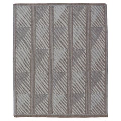 Modern Scandinavian Flat-Weave Rug With Modern Design in Gray, Ivory, Tan Tones