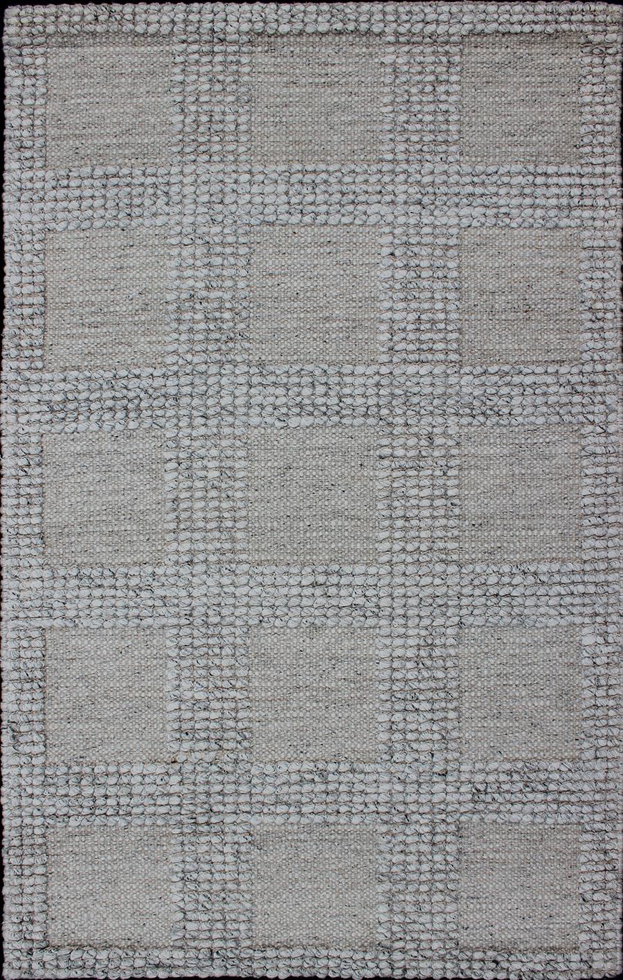 Lana Tappeto The Modern Scandinavian a trama piatta con griglia strutturata in grigio morbido 3'2 x 5'2 in vendita