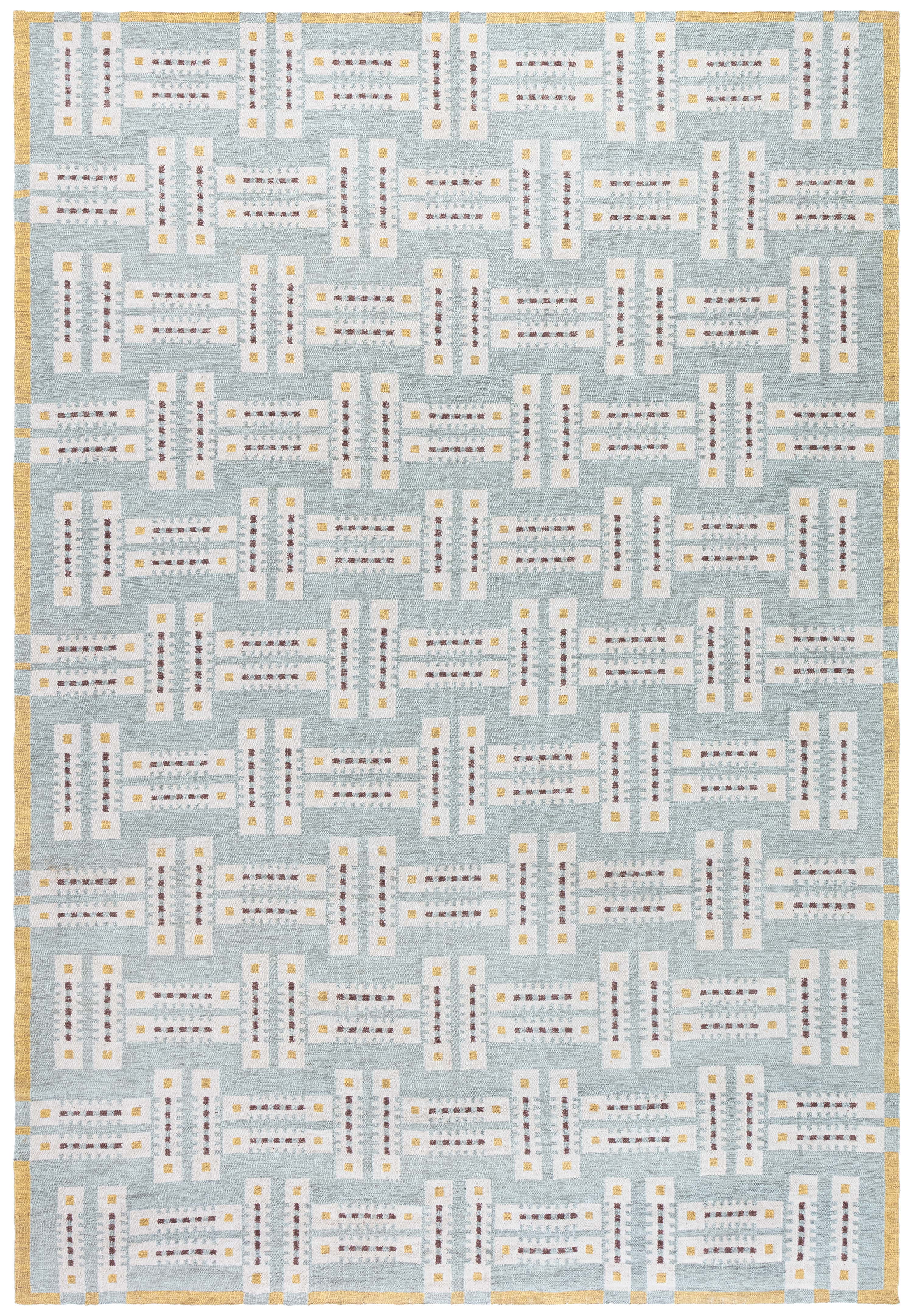 Modern Scandinavian Geometric Cream Flatweave Rug "Jetty" by Doris Leslie Blau