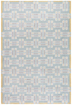 Modern Scandinavian Geometric Cream Flatweave Rug "Jetty" by Doris Leslie Blau
