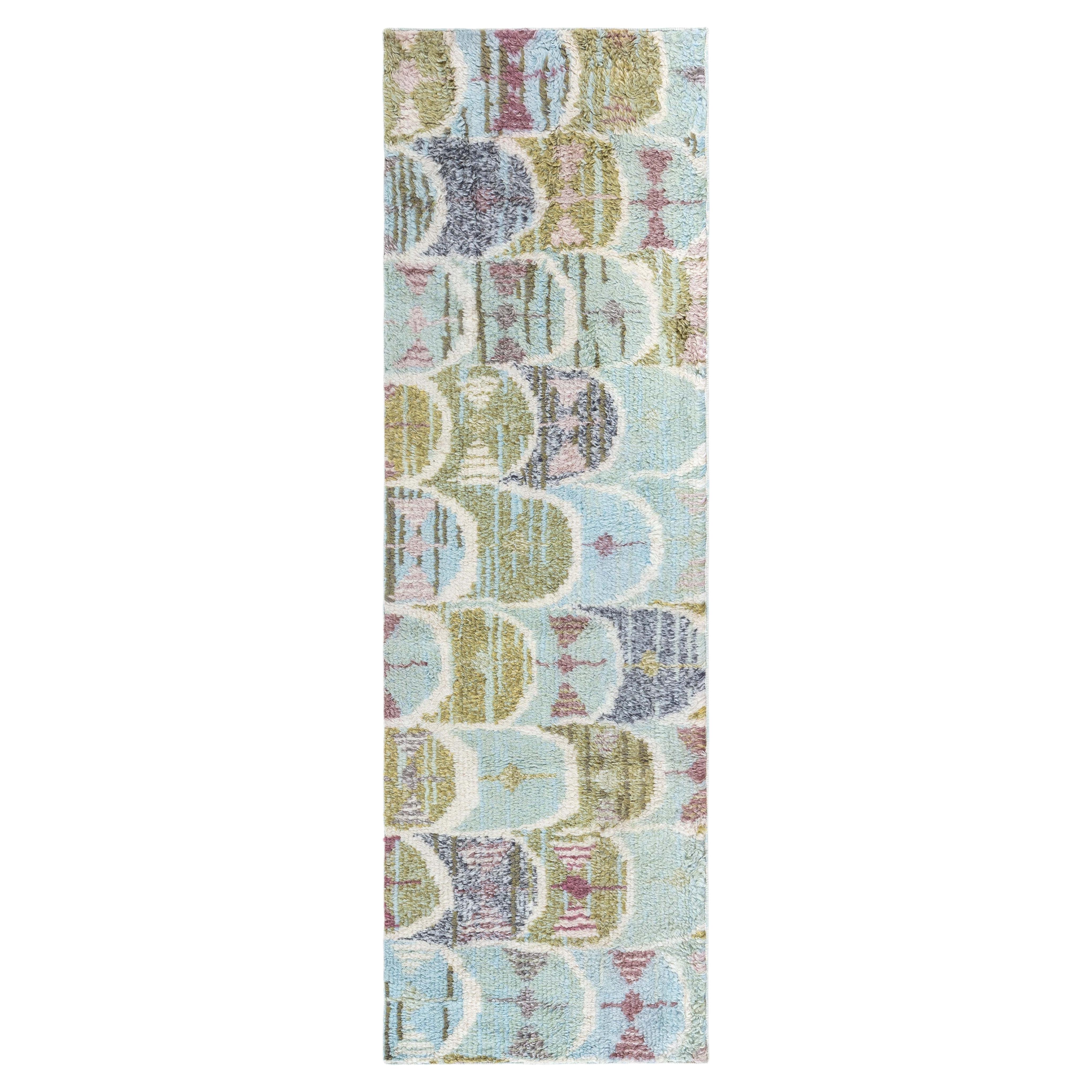 Modern Scandinavian Geometric Slate Gray Runner "Fanlight" by Doris Leslie Blau