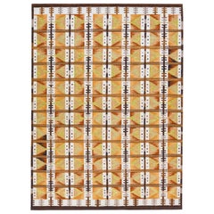 Moderner skandinavischer handgefertigter Wollteppich mit geometrischem Allover-Motiv