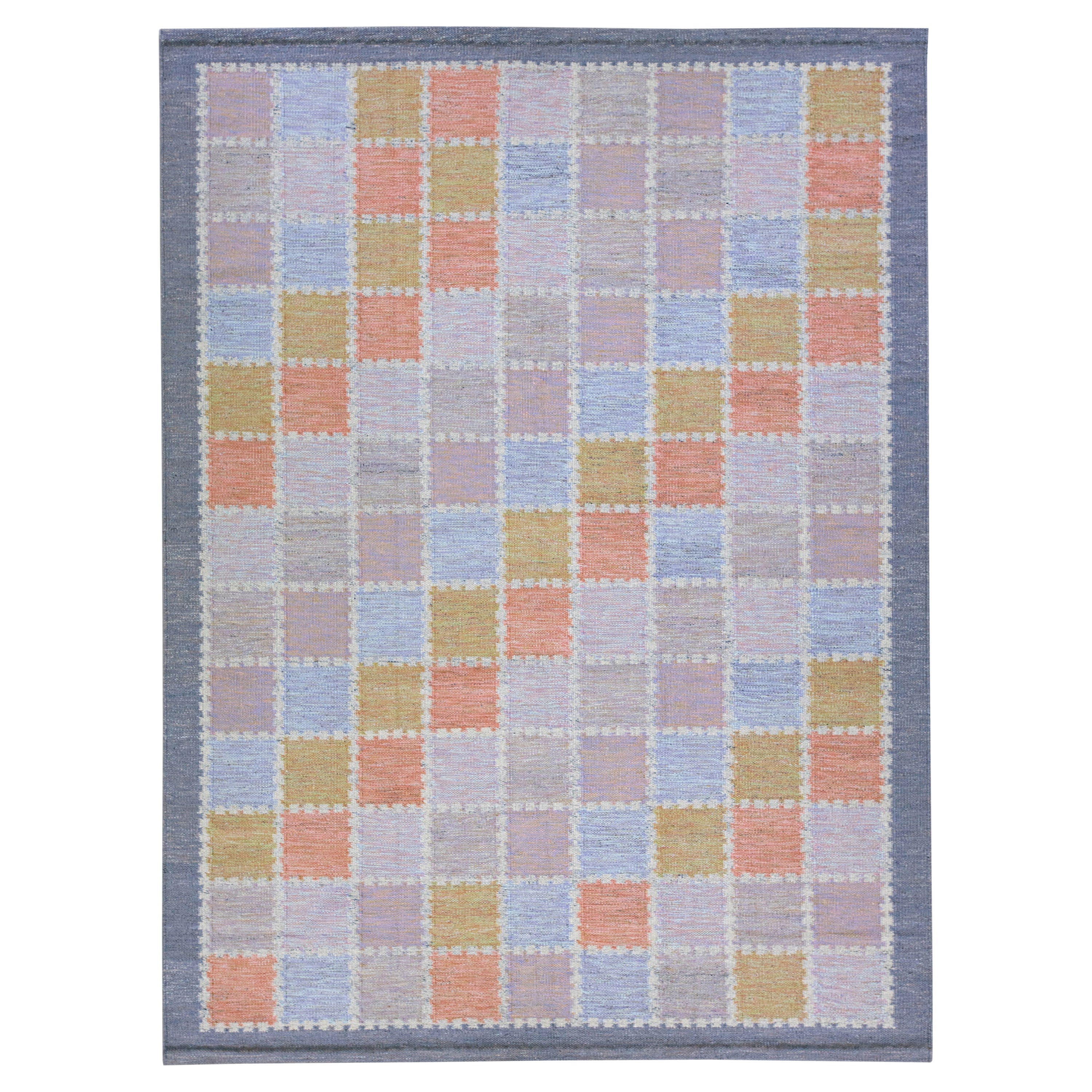 Modern Scandinavian Multicolor Handmade Geometric Room Size Wool Rug