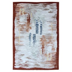 Modern Scandinavian Piled Rug with Abstract Brushstroke Design 5'0 x 8'0