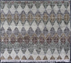 The Modern Scandinavian Piled Rug with Diamond Pattern in Green and Brown 4
2 x 5
2