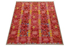 Modern Scandinavian Red Kilim – Handmade Geometric Flatweave Wool 9x12
