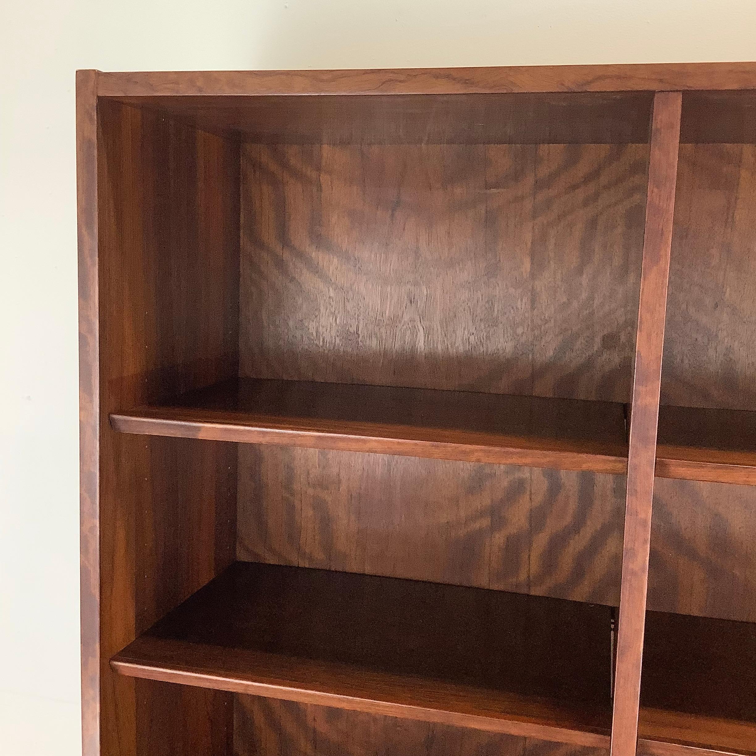 Modern Scandinavian Rosewood Double Bookcase In Good Condition In Trenton, NJ