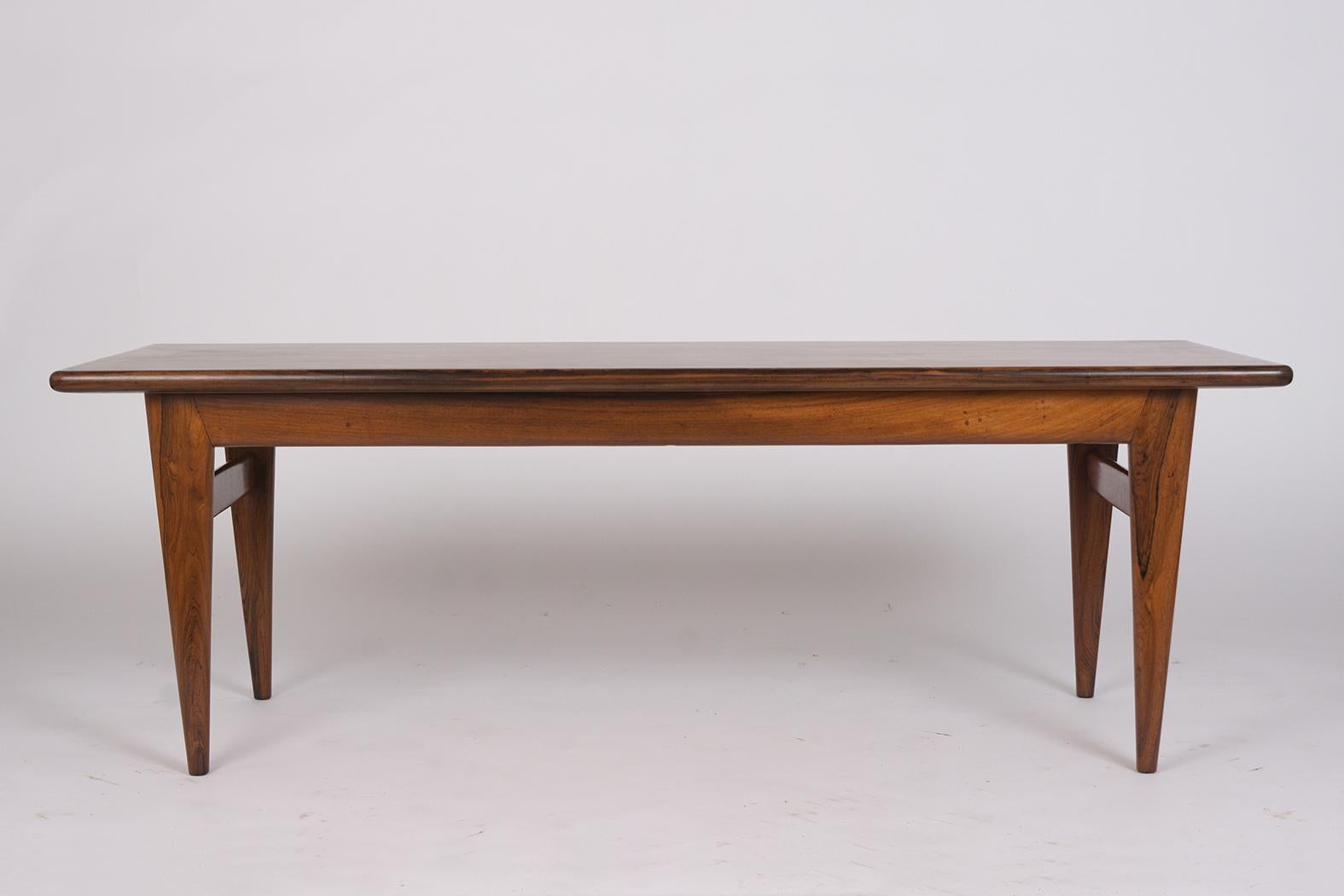 Hand-Crafted Modern Scandinavian Rosewood Low Coffee Table by Johannes Andersen &  Wikkelsois