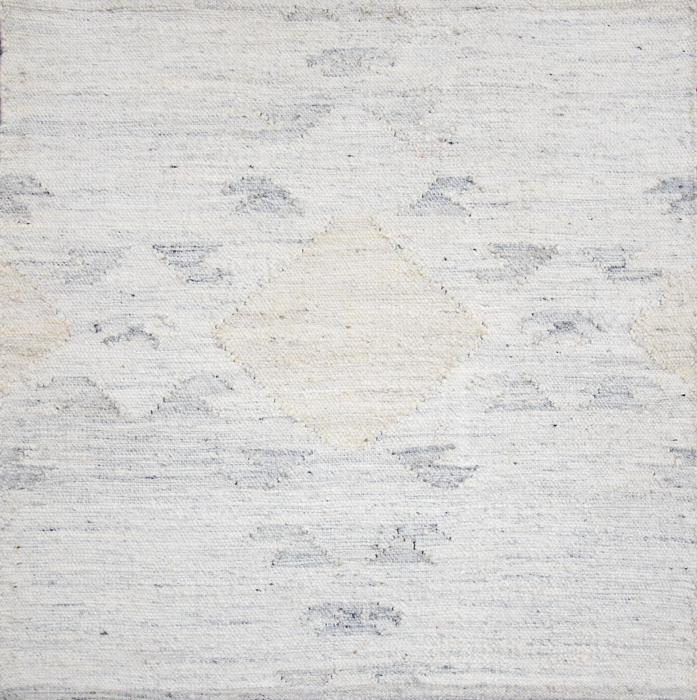 Modern area rug handwoven in Scandinavian design using fine wool and organic dyes. It features an exquisite gray field with brown diamond design patterns all-over. This piece will surely look fabulous in modern and contemporary interiors. It has a
