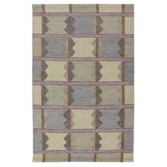 Moderner skandinavischer Teppich mit geometrischen Mustern in weichem Gelb 3'10 x 6'6