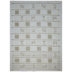 Modern Scandinavian Rug with Ivory and Gray 'Chess Board' Patterns