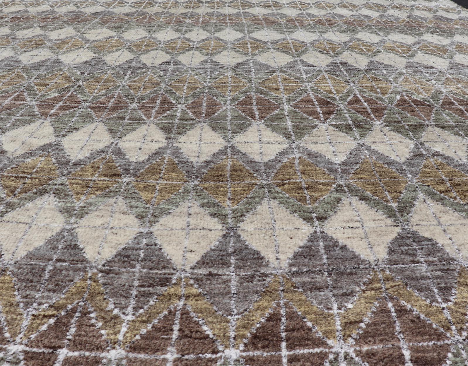 Tappeto moderno scandinavo con motivi a diamante ripetuti 10 x 12 in vendita 3