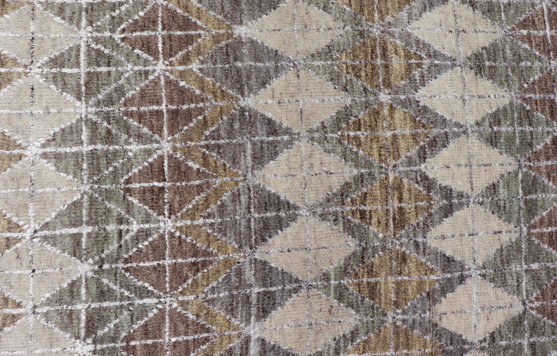 Tappeto moderno scandinavo con motivi a diamante ripetuti 10 x 12 in vendita 6