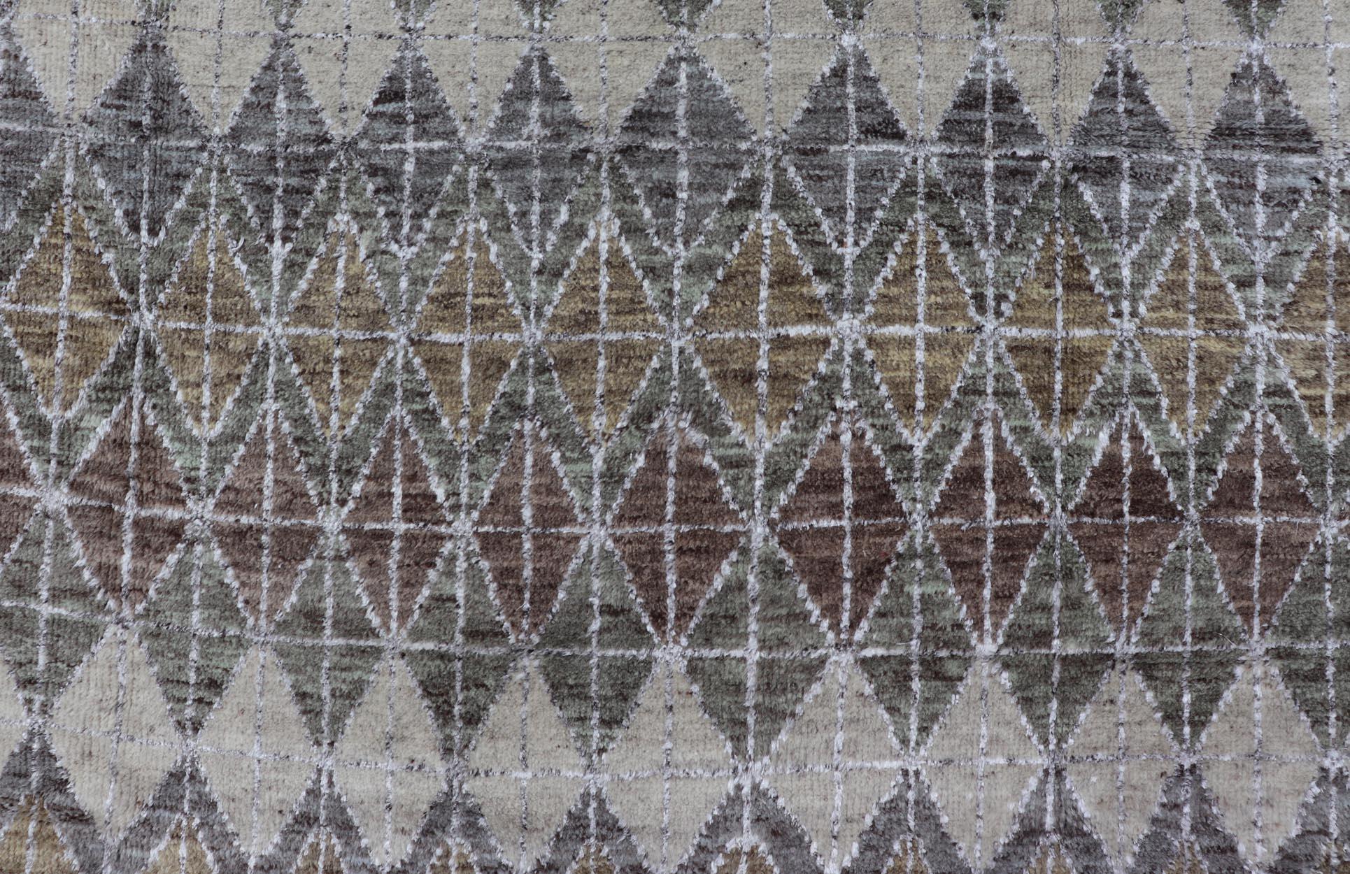 Scandinavo moderno Tappeto moderno scandinavo con motivi a diamante ripetuti 10 x 12 in vendita