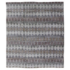 Tappeto moderno scandinavo con motivi a diamante ripetuti 10 x 12
