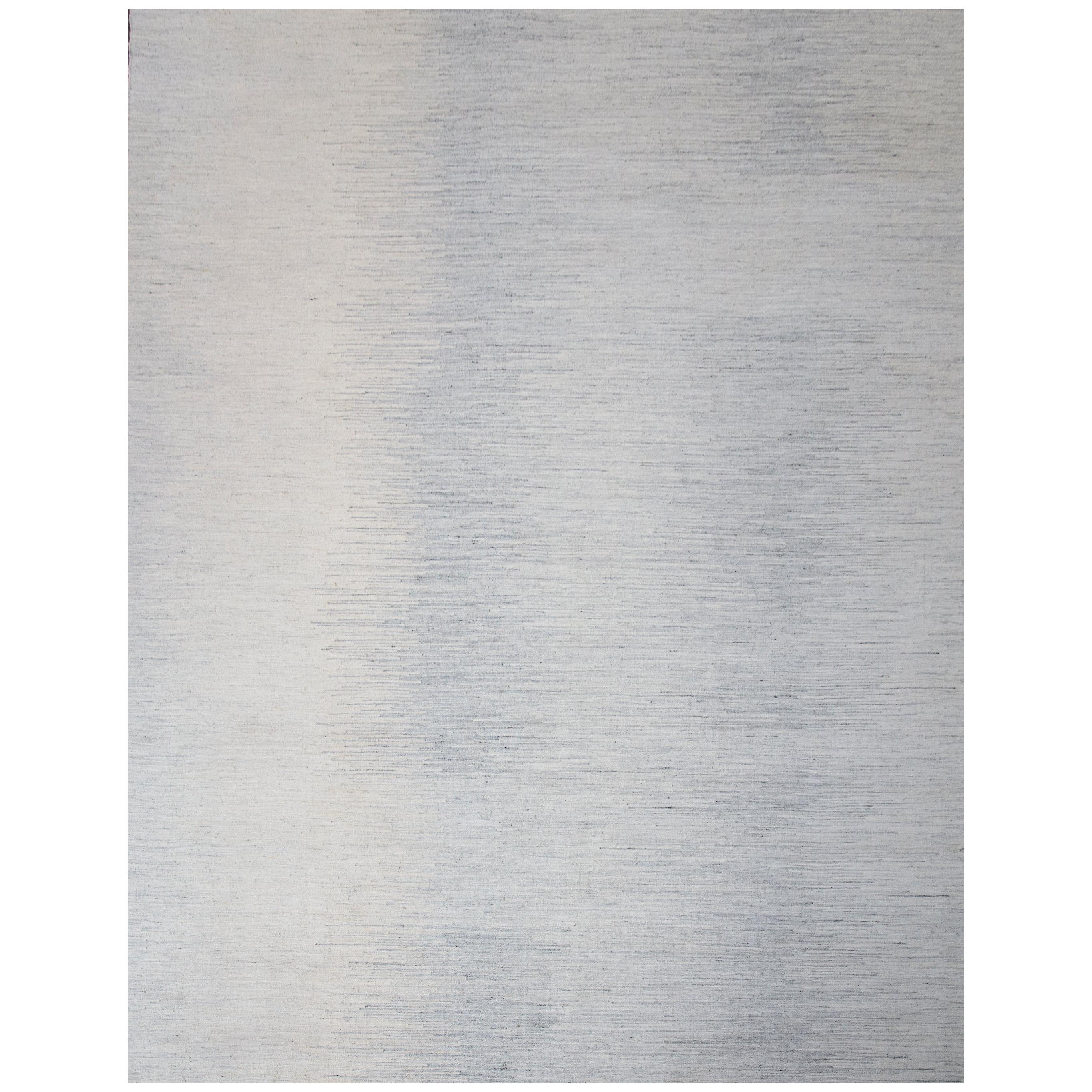 Modern Scandinavian Rug with ‘Seismograph Wave’ Patterns in Gray over Ivory For Sale