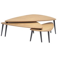 Modern Scandinavian Style "Danse De Salon" Modular Trundle Coffee Table in Oak