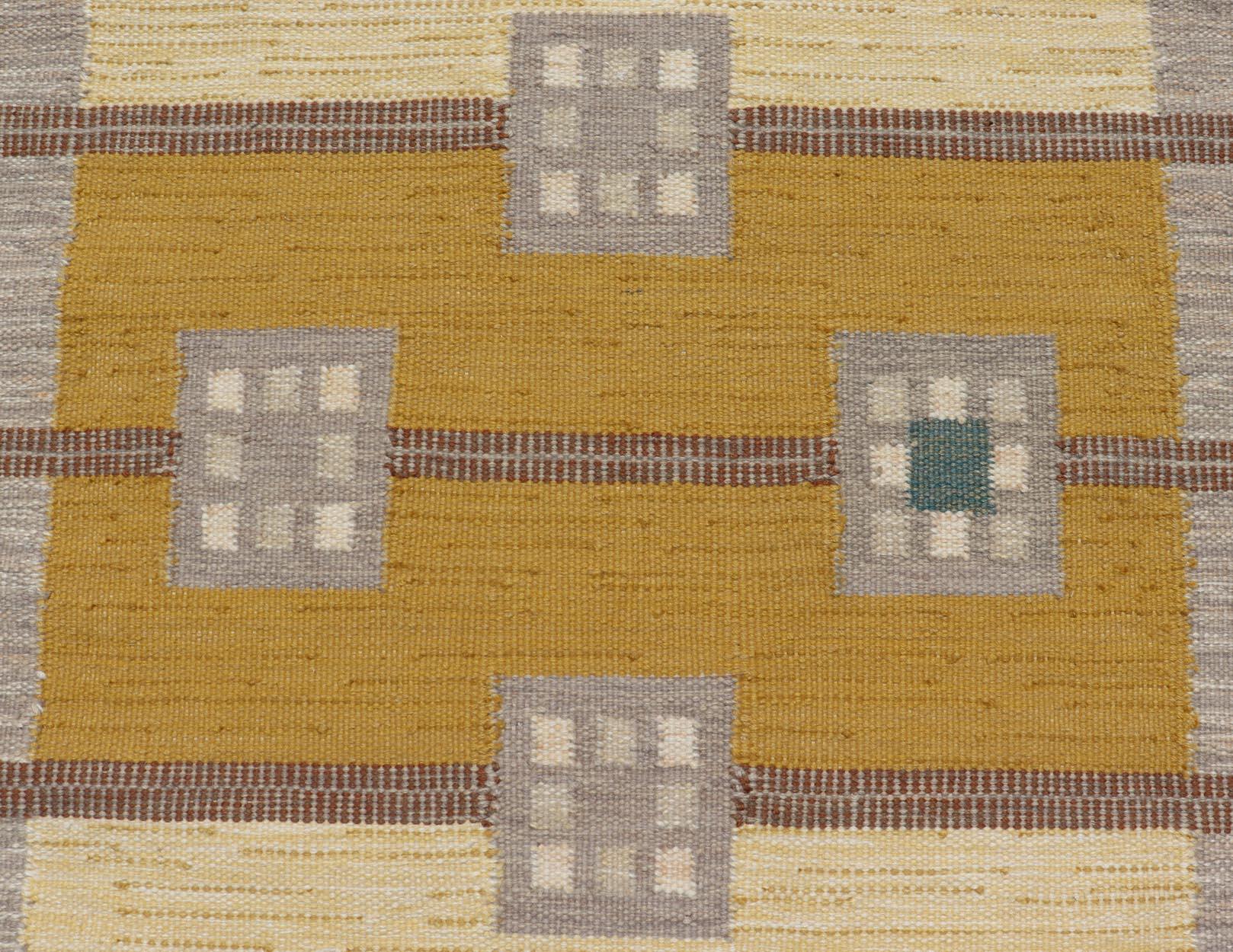 Gallery Detail: Modern Scandinavian Style Flat Weave With Geometric Design In Shades