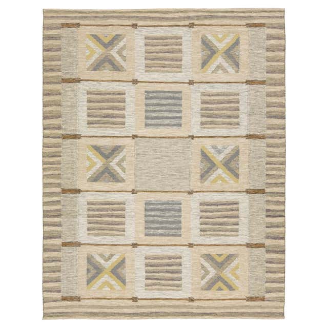 Rug and Kilim’s Scandinavian Style Rug in Beige-Brown with Geometric ...