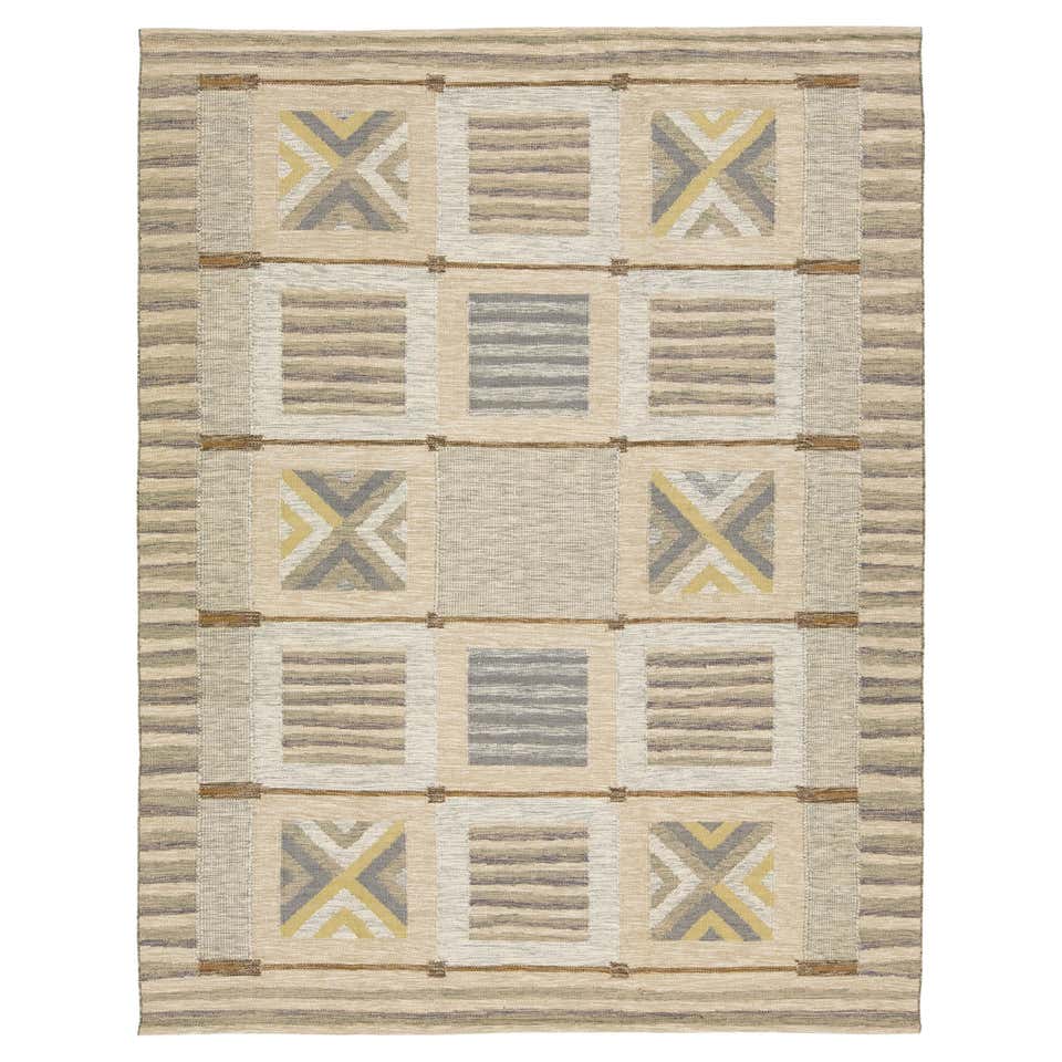 Rug and Kilim’s Scandinavian Style Rug in Green and Beige, with ...