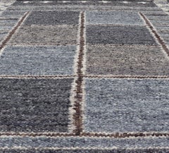 Scandinavian Flatweave Rug by Keivan Woven Arts, Blue & Gray 5'3 x 6'10