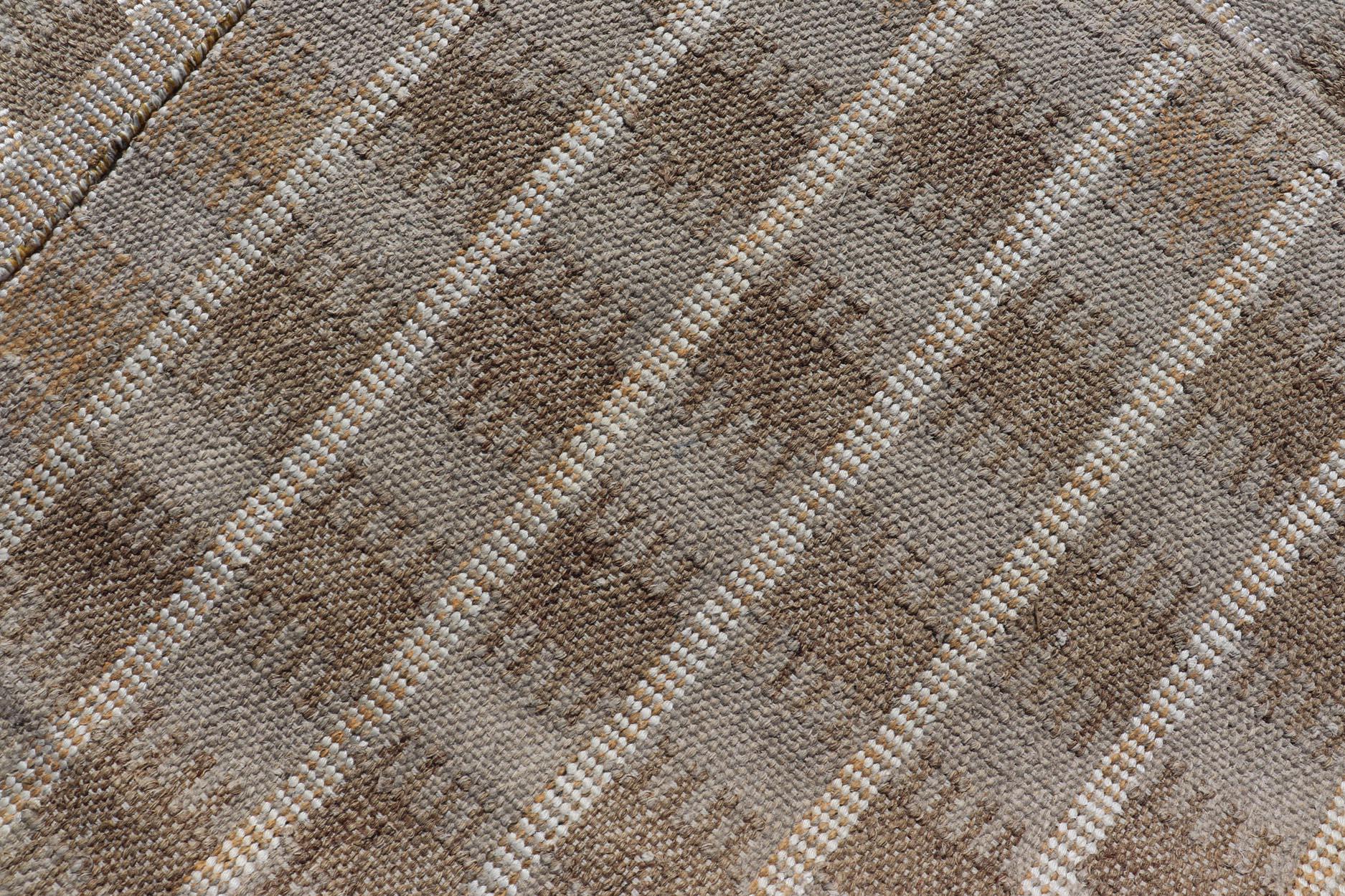 Moderner skandinavischer/schweizer Flachgewebe-Teppich im geometrischen Design in Erdtönen in Flachgewebe im Angebot 5
