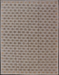 Moderner skandinavischer/schweizer Flachgewebe-Teppich im geometrischen Design in Erdtönen in Flachgewebe