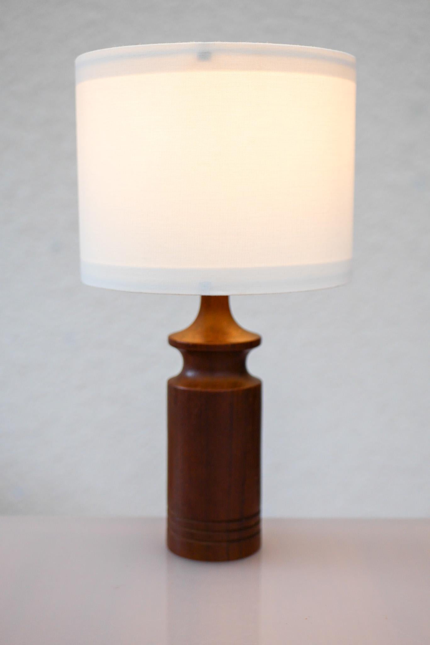 Turned Modern Scandinavian vintage Teak table lamp from Denmark For Sale