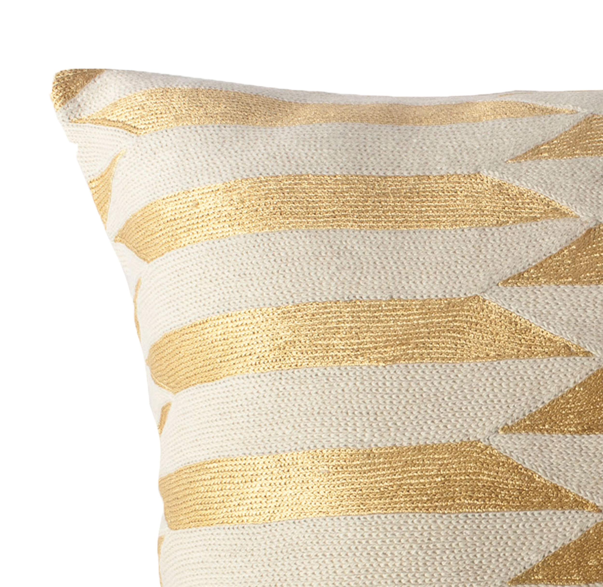 This striped throw pillow has been ethically hand embroidered by artisans in Kashmir, India, using a traditional embroidery technique which is native to this region.

The purchase of this handcrafted pillow helps to support the artisans and preserve