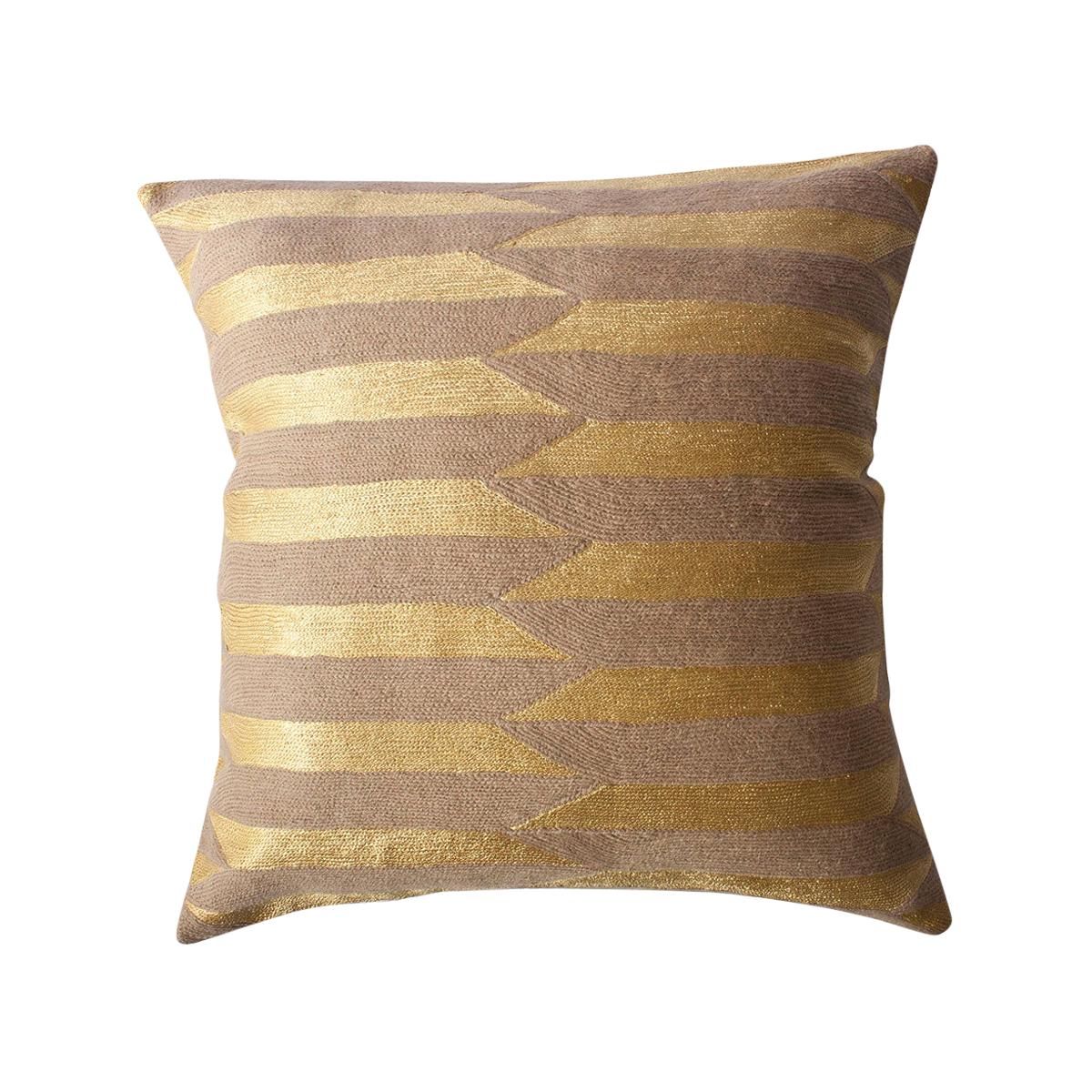 Modern Scarpa Circus Mauve Hand Embroidered Striped Wool Throw Pillow Cover