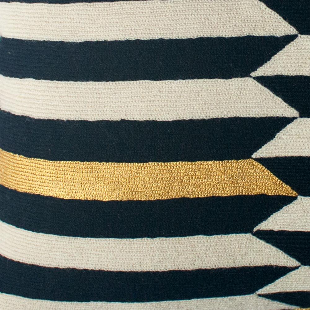 Modern Scarpa Piano Hand Embroidered Striped Wool Throw Pillow Cover (Moderne)