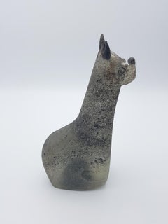 Modern 'Scavo' Murano Glass Dog by Cenedese, Grey & Black Color, Mid-1960s