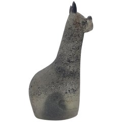 Modern 'Scavo' Murano Glass Dog by Cenedese, Grey & Black Color, Mid-1960s