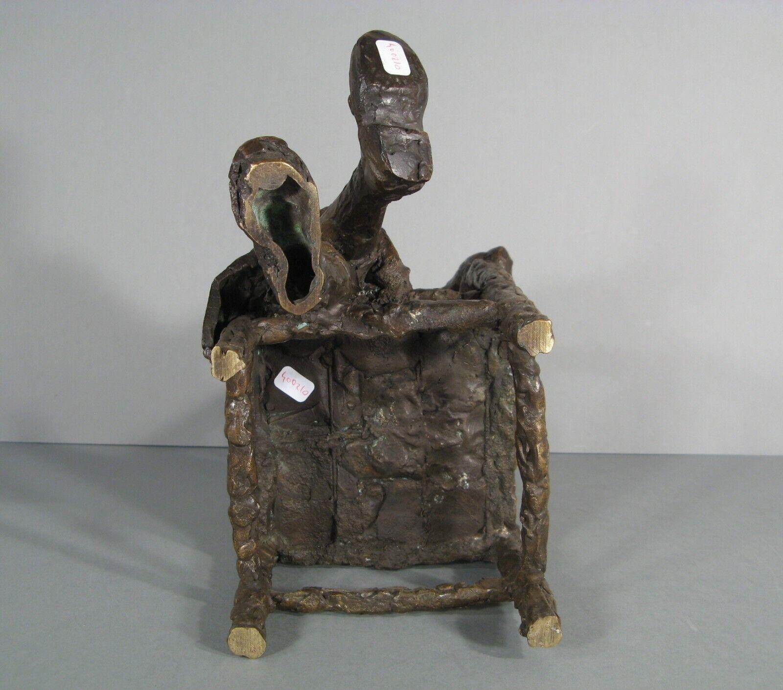 Modern School Bronze Sculpture: Smiling Young Girl with Fox Terrier Dog - 1Y159 6