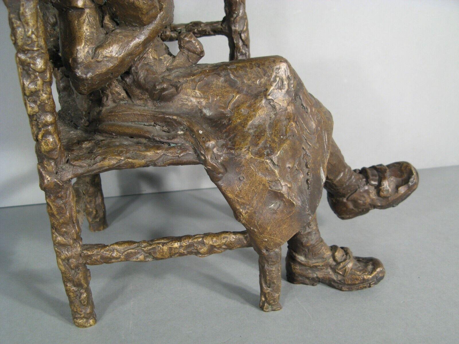 20th Century Modern School Bronze Sculpture: Smiling Young Girl with Fox Terrier Dog - 1Y159